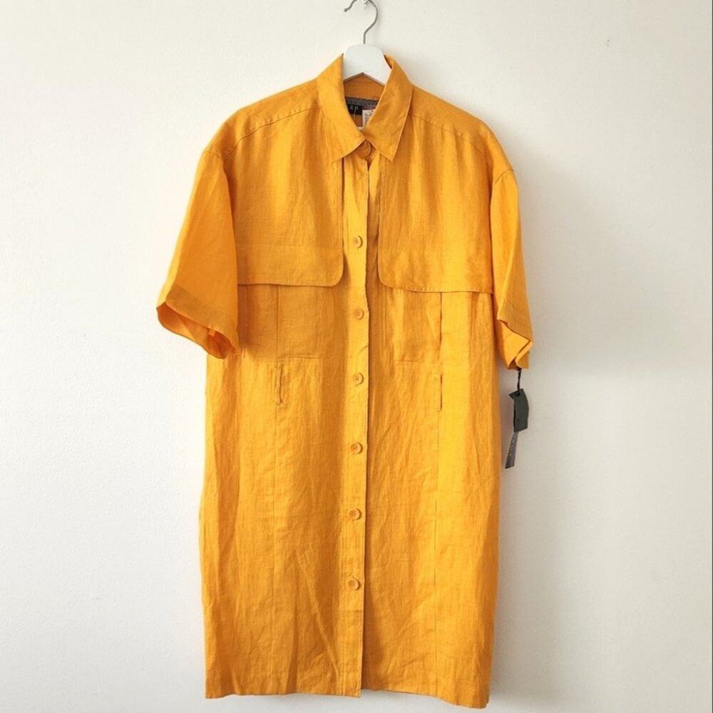 NWT Ellen Tracy Linen Button Up Shirt Dress Size 8 MSRP $355
